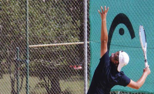 Rhys Johnston, ranked 67 for his age in Australia, serves up a big one. Rhys Johnston, ranked 67 for his age in Australia, serves up a big one.
